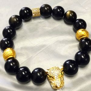 Men Gold Obsidian Energy Bead bracelet